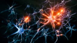Microscopic illustration of brain neurons firing